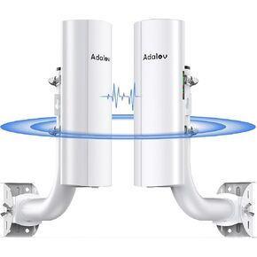 جسر لاسلكي مع حاملين، 3KM 5.8G نقطة إلى نقطة CPE في الهواء الطلق، Adalov CPE660 جسور WiFi طويلة المدى لـ PtP/PtMP مع هوائي عالي الكسب 14DBi، محول PoE، 2 منفذ إيثرنت RJ45، عبوتان in Kuwait