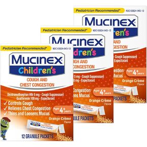 Mucinex Children's Chest Congestion Expectorant and Cough Suppressant Mini-Melts, Orange (Packaging May Vary) (Pack of 3) in Kuwait