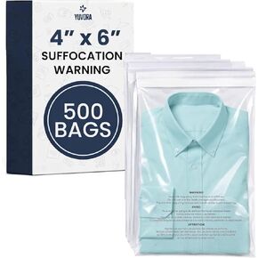 10x13 Inch Clear Poly Bags with Suffocation Warning (500 Count) – Permanent Self-Seal Adhesive – Transparent Plastic Bags for Apparel, FBA Shipping, Retail Packaging, Mailing & Storage in Kuwait