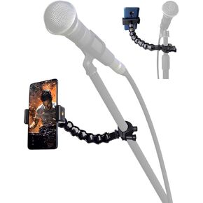 LMS Mic Stand Phone Holder, Flexible Phone Holder for Microphone Stand, iPhone Music Stand Holder Mount, Mic Stand Cell Phone Clip for iPhone 15 14 13 12 Pro Max Samsung Galaxy Pixel (Long, 16") in Kuwait