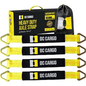 DC Cargo 4 عبوات من حزام المحور مقاس 24 × 2 بوصة مع قوة كسر تصل إلى 10,000 رطل، وملحقات ربط سحب السيارة مع أكمام واقية وحلقات على شكل حرف D in Kuwait