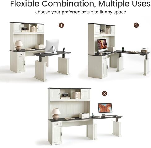 FEZIBO Sturdy Height Adjustable Electric Standing Desk with Drawers, 48 x 24 Inch Stand Up Table with Large Storage Shelf, Sit Stand Desk, Black Top in Kuwait