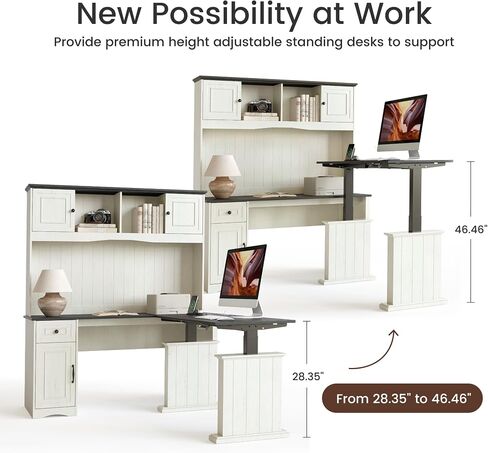 FEZIBO Sturdy Height Adjustable Electric Standing Desk with Drawers, 48 x 24 Inch Stand Up Table with Large Storage Shelf, Sit Stand Desk, Black Top in Kuwait