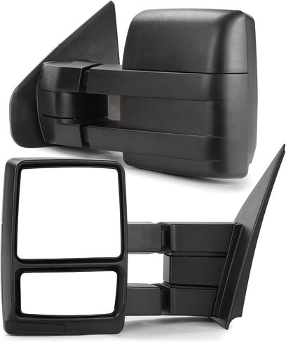 Towing Mirrors Left & Right Pair For 2007-2014 F-150, POWER HEATED,W/AMBER SIGNAL,W/PUDDLE LIGHT, Covex Lens, BLACK Mirror Driver Passenger LH RH Replacement in Kuwait
