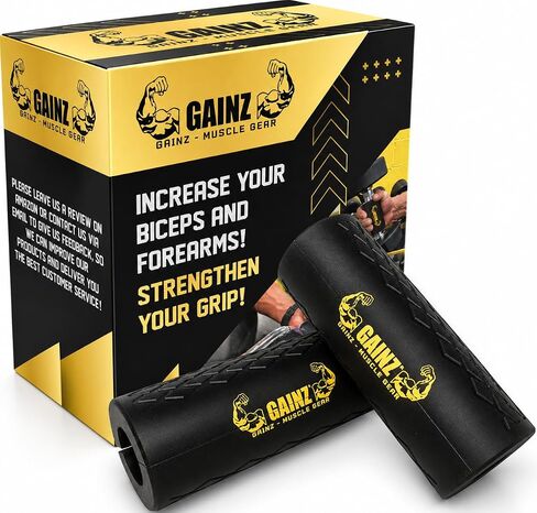 Gainz - Thick Grips Dumbell/Barbell Weight Lifting Adapters for Fat Bar - Grow Bigger Biceps - Training, Bodybuilding (Set of 2) in Kuwait