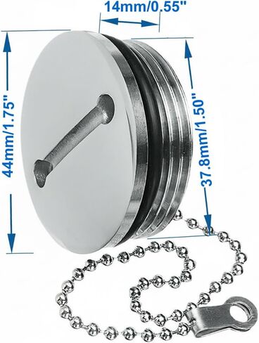 Marine Boat Replacement for Gas Cap Stainless Steel Deck Fill Filler Cap with Chain,1.5 inch in Kuwait