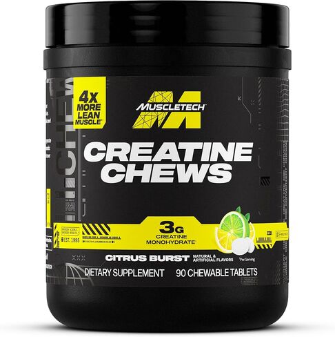 MuscleTech | Creatine Chews | Creapure | Muscle Recovery + Builder for Men & Women | Workout Supplement | 90 Chewable Candies | 30 Servings in Kuwait
