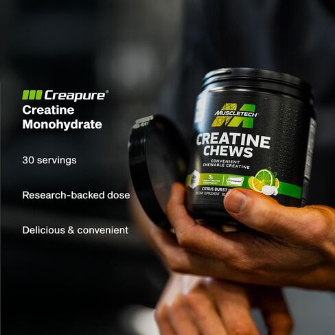 MuscleTech | Creatine Chews | Creapure | Muscle Recovery + Builder for Men & Women | Workout Supplement | 90 Chewable Candies | 30 Servings in Kuwait