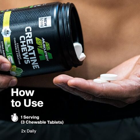 MuscleTech | Creatine Chews | Creapure | Muscle Recovery + Builder for Men & Women | Workout Supplement | 90 Chewable Candies | 30 Servings in Kuwait