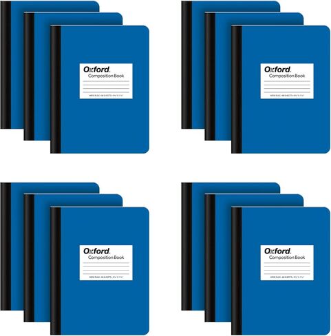 Oxford Composition Notebook 12 Pack, College Ruled Paper, 7.5 x 9.75 Inches, 80 Sheets, Blue Covers (63742) in Kuwait