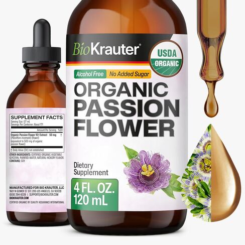 Passionflower Tincture - Organic Passion Flower Extract for Mood Support - Alcohol and Sugar Free - Vegan Drops 2 Fl.Oz. in Kuwait