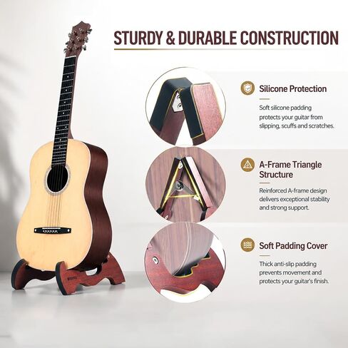 WINGO Wood Guitar Stand, Folding A-frame Wooden Floor Stand for Acoustic Electric Classical Guitars with Non-slip Rubber, Fully Assembled. in Kuwait