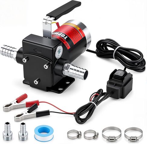 TOPWAY 12V DC Gasoline Fuel Pump 3.7GPM Self-priming Oil Transfer Pump With Handle, Reversible Pumping, Overheat Protection, Explosion-Proof, Built-in Bypass, for Gasoline Fuel Diesel Kerosene Removal in Kuwait