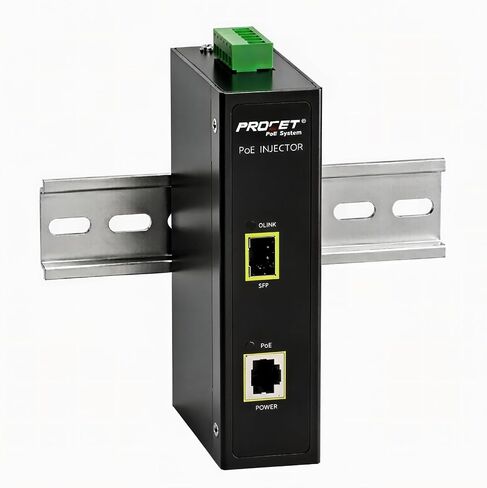 Procet PoE ++ مفتاح DIN للسكك الحديدية PoE الصناعي 12 ~ 55 فولت تيار مستمر | محول وسائط PoE، وصلة SFP إلى PoE++ 60W - 802.3at - 802.3af ألياف بصرية إلى الأجهزة التي تعمل بالطاقة PoE 1000Base-FX إلى 10/100/1000Base-TX in Kuwait