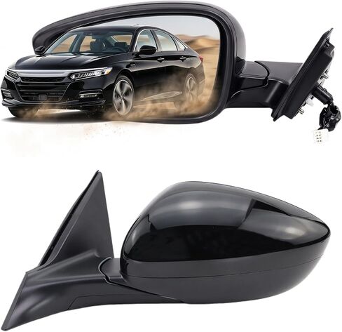 Right Passenger Side Door Mirror For Honda Accord LX, Sport 2018-2022 丨 Power 丨 Non-Heated No-Turn signal Match to Black Paint Replaces HO1321328 76208-TVA-A02 (3pin) in Kuwait