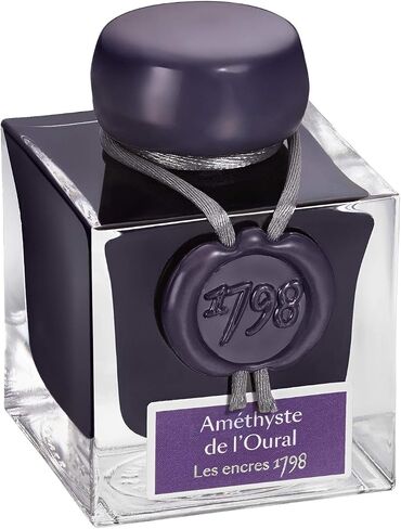J. Herbin 1798 Anniversary Inks - Silver Sheen 50 ml Bottled - Amethyste de L'Oural (Rich Deep Purple Ink) in Kuwait