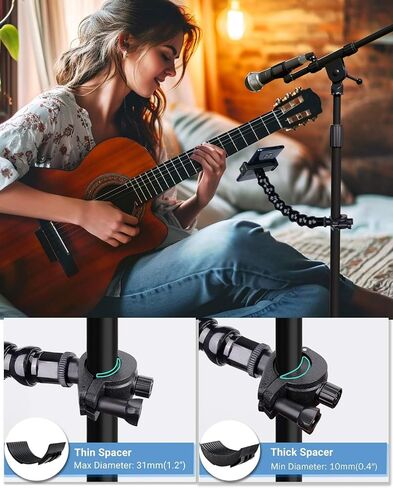 LMS Mic Stand Phone Holder, Flexible Phone Holder for Microphone Stand, iPhone Music Stand Holder Mount, Mic Stand Cell Phone Clip for iPhone 15 14 13 12 Pro Max Samsung Galaxy Pixel (Long, 16") in Kuwait