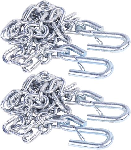 27" Trailer Safety Chain with 1pcs 3/16" Spring Hook, Grade-30 Metal Safety Chain Kit 3000 lbs(Pack of 2) in Kuwait