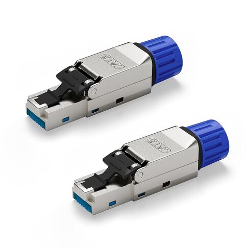 VCELINK RJ45 Connector Toolless, Gold Plated Tool Free Cat 7 Connector, Shielded Ethernet Plug for Cat6A/Cat7 Ethernet Cable, Support POE, Up to 10 Gbps, Easy to Use, 2 Pack in Kuwait