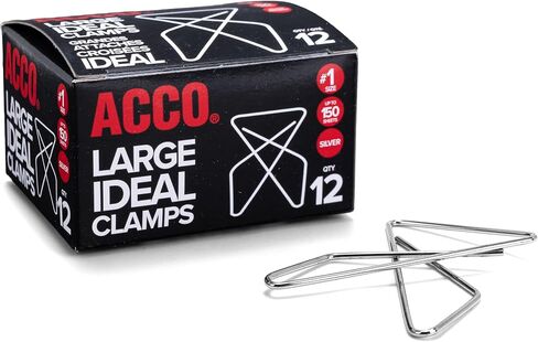 ACCO Ideal Paper Clamp (Butterfly Clamp), Smooth Finish, No.1 Size (Large), 12/Box (A7072610) Pack of 3 in Kuwait