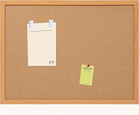 Board2by لوحة الفلين لوحة الإعلانات 24 × 36، لوحات الفلين ذات الإطار الخشبي لديكور الحائط، لوحة رسائل مكتب معلقة، لوحة دبوس إشعار كبيرة مثبتة على الحائط مع 15 دبابيس دفع للمدرسة والمنزل والمكتب in Kuwait