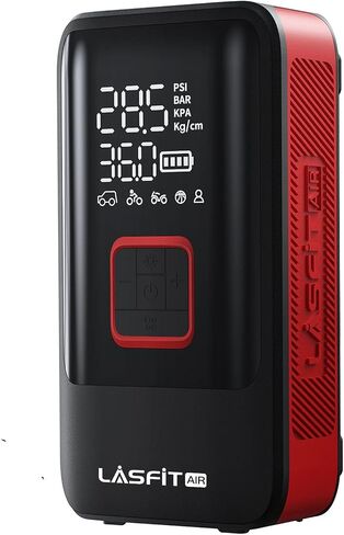 ضاغط هواء محمول منفاخ الإطارات LASFIT AIR TK1، تضخم سريع 5X 150PSI 2in1 لاسلكي 12 فولت تيار مستمر مضخة تلقائية كهربائية مع مقياس الضغط، بطارية 12000 مللي أمبير في الساعة، ضوء LED للسيارة، بيك اب، سيارات الدفع الرباعي الكبيرة، الدراجة in Kuwait