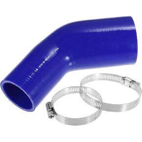 X AUTOHAUX 1 Set 45 Degree 3.5 Inch to 4.0 Inch ID 4Ply Car Elbow Reducer Silicone Hose Coupler Intercooler Tube Intake Piping with Clamps Blue 89-102mm in Kuwait