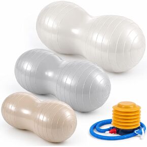 Jexine 3 Pcs Anti Burst Exercise Ball Peanut Shape Ball Yoga Balance Stability Pregnancy Ball with 1 Pcs Pump for Home Gym Fitness Labor Birthing Physical Therapy, 3 Sizes in Kuwait