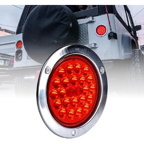 TRUE MODS 4pc 4" Inch Round LED Trailer Tail Lights [DOT Certified] [Stainless Steel Chrome Bezel] [Connector Plug Included] Stop Brake Lights Compatible with Jeep Trucks RV in Kuwait