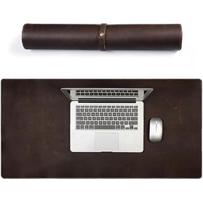 Full Grain Genuine Leather Desk Pad Large Retro Mouse Pad 35.8" x 18.1" Vintage Leather Laptop Pad Non-Slip Writing Blotter Desktop Cover Protector for Office/Home Computer Desk in Kuwait