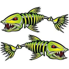 NTICKER 2 Pieces Set #4 | Kayak Decals Fish Bones Skeleton Stickers in Kuwait