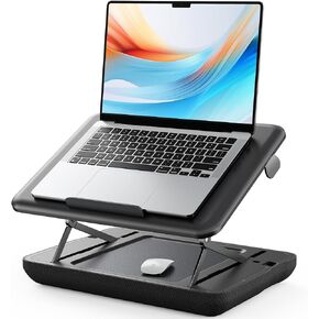 SAIJI Adjustable Lap Stand for Bed, Portable Laptop Lap Desk, Lap Desk with Cushion for Car Sofa Couch or Bed, Laptop Stand for Lap Up to 15.6 Inch Laptops（Black） in Kuwait