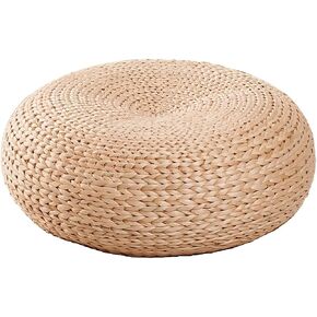Straw Flat Seat Cushion, Handmade Floor Pouf Mat, Ottoman Footstool for Meditation, Zen, Yoga Practice or Buddha (19.7" Dia. x 6.7" H) in Kuwait