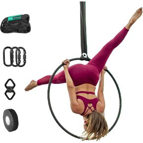 Complete Lyra Aerial Hoop Kit -Aerial Rings Equipment,Include a Stainless Steel Lyra (32mm tube dia) &Carabiners&Swivel& 3ft Spanset in Kuwait