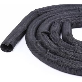 Self-Closing Split Braided Cable Organizer,Curly Cord Protector for Car High Temp Harness Sleeve/Computer Desk Audio Wire Covers (White 1/2"-22ft) in Kuwait