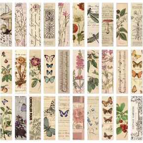 Vintage Natural Style Butterfly Flower Plant Bookmarks,Cardboard,30CPS (Gentle Whispers) in Kuwait