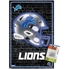 Trends International NFL Detroit Lions - Neon Helmet 23 Wall Poster, 22.37" x 34.00", Poster & Push Pin Bundle in Kuwait