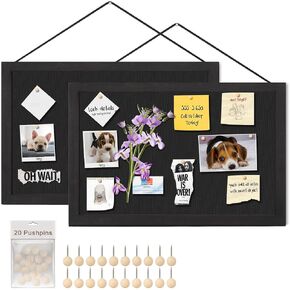 Miratino 2-Pack Cork Board with Linen 16x11 inch Bulletin Board Office Decor Hanging Pin Wood Framed Display Picture Vision Board Light for Wall School Office Bedroom 20-Pushpin Vintage White in Kuwait