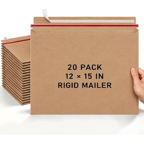 ReliThick 50 Pcs Self Adhesive Rigid Mailers 13 x 18 Inch Flat Cardboard Mailers Kraft White Paper Cardboard Envelopes Bulk for Mailing Shipping Document CDs Photo Art Prints in Kuwait