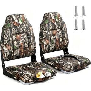 Deluxe Camo High Back Folding Fishing Boat Seat,Stainless Steel Screws Included in Kuwait