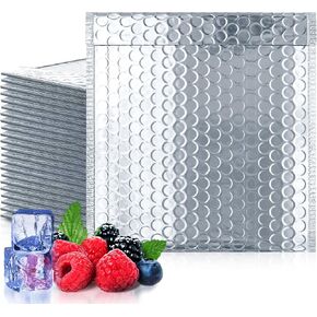 Silver Thermal Bubble Mailer, 6 x 6 Inches. 25 Pack Metallic Bubble Mailers. Self-Seal Metallic Bubble Envelope. Waterproof Insulated Shipping Envelopes for Food, Cosmetics in Kuwait