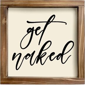 Kas Home Bathroom Decor Rustic Wood Funny Bathroom Wall Decor - Funny Bathroom Signs Apartment Decor for Toilet Bathroom Restroom Wall Hanging Plaque (7" x 7", White-AS) in Kuwait