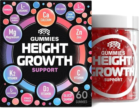 Height Growth Increase Gummies Vitamins, Grow Tall Supplement, Calcium, Magnesium, Zinc, Ashwagandha, Glucosamine Multivitamin for Teens, Kids, Adults in Kuwait