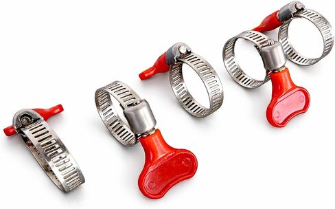 Tech Team #00853, Band Clamps 5/16" wide, 1/4" - 5/8" (6-16 mm) diameter, Adjustable Key Style, Stainless Steel Hose Clamps, Easy-Turn Plastic Thumb Screw, 5 pcs. in Kuwait