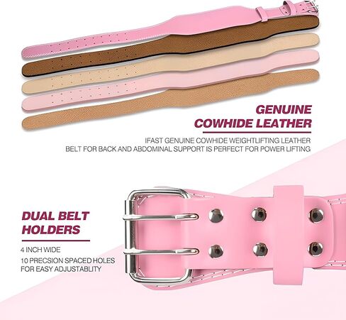 IFAST Weight Lifting Belt and Wrist Straps, Weightlifting Belt for Women with 4 inch Padded Lumbar Support Belt for Weightlifting, Deadlift, Strength Training, Powerlifting & Squats Exercise in Kuwait