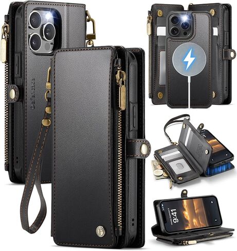 Defencase for iPhone 13 Pro Max Case, RFID Blocking iPhone 13 Pro Max Case Wallet Women Men with Card Holder, Zipper Magnetic Flip PU Leather Protective Cover for iPhone 13 Pro Max Phone Case, Purple in Kuwait