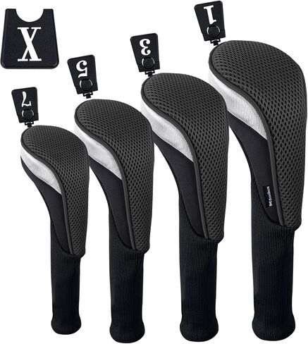 Andux 4pcs/Set Golf 460cc Driver Wood Club Head Covers Long Neck with Interchangeable No. Tags in Kuwait