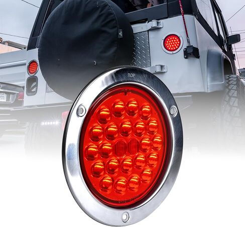 TRUE MODS 2 قطعة 4 بوصة مصابيح LED مستديرة للمقطورة [معتمدة من DOT] [إطار من الفولاذ المقاوم للصدأ] [يشمل قابس الموصل] أضواء فرامل إيقاف متوافقة مع شاحنات جيب RV in Kuwait
