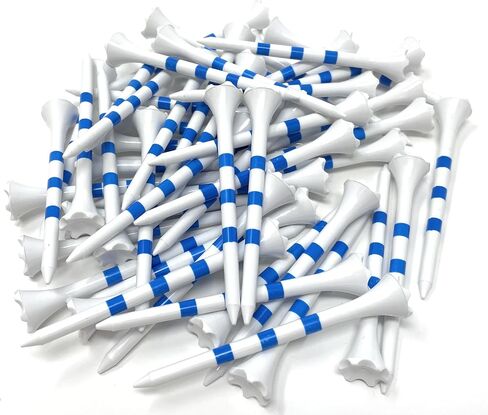 NorthPointe 3 ¼" Golf Tees Plastic – White/Blue Stripes - 100 Plastic Golf Tees in Bulk in Kuwait