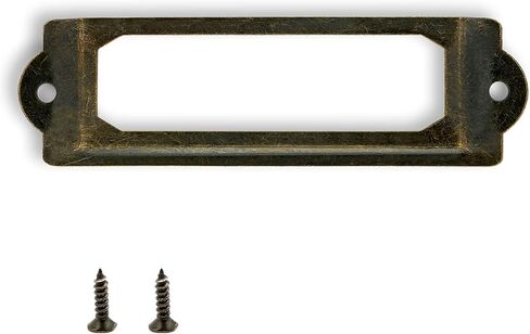30 Pcs Antique Label Holder, 3.3 Inch Long Metal Office File Cabinet Shelves Drawer Name Card Label Holder Frames with Screws (Bronze) in Kuwait